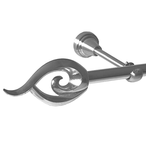 BASIT Gardinenstange mit Wandhalterung 200 cm lang Edelstahl Look im Set I 1-läufige Gardinenstange Wandmontage Ø16mm I In 120-600 cm verfügbar