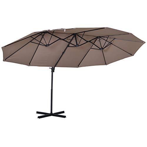 Outsunny Parasol déporté grande taille XXL inclinable avec pied en croix dim. 4,45L x 2,7l x 2,6H...