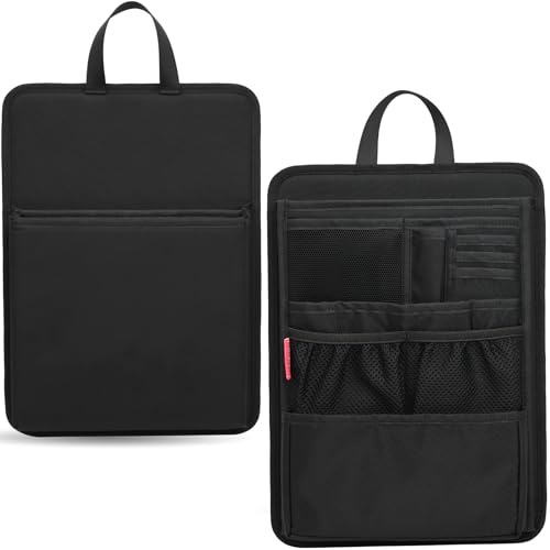 DELTAMANN Slim Rugged Backpack Organizer Insert for Business Casual Men Women -13 Pockets Padded Nylon Max 14 laptop - Black