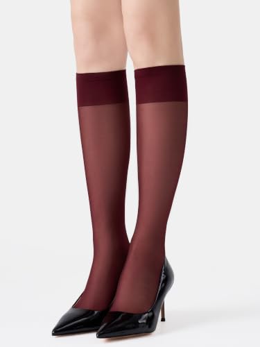 Image of MOOCHI Women's Sheer Knee High Stockings 6 Pairs 20 Denier Nylon Socks