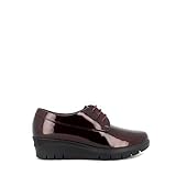  Zapato Cordones en Piel Acharolada, Plantilla Extraible (Burdeos, Numeric_37)