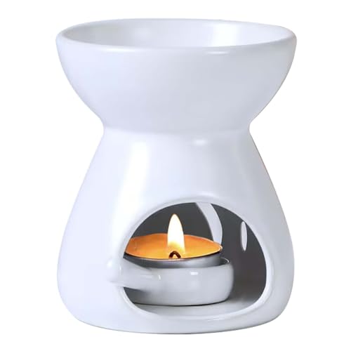 Lámpara aromática de cerámica, elegante luz aromática, quemador de cerámica con vela, cuchara, quemador de vela para quemador de aceite esencial, quemador de cera para oficina en casa, aceite esencial