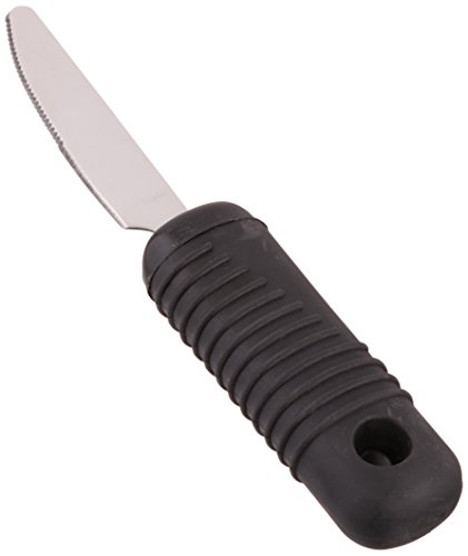 Sammons Preston Sure Grip Knife, Stainless Steel Dinner Knife with Thick Rubber Handle, Comfortable and Easy to Hold Silverware with Grips for Weak Grasp, 8" Long Versatile Grip Utensil with Good Grips