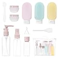 Carehabi Set di 11 kit viaggio liquidi, contenitori viaggio aereo 30/50/60/80 ml, piccole lattine di crema, flacone spray trasparente, erogatore di pompa shampoo, accessori viaggio per prodotti bagno