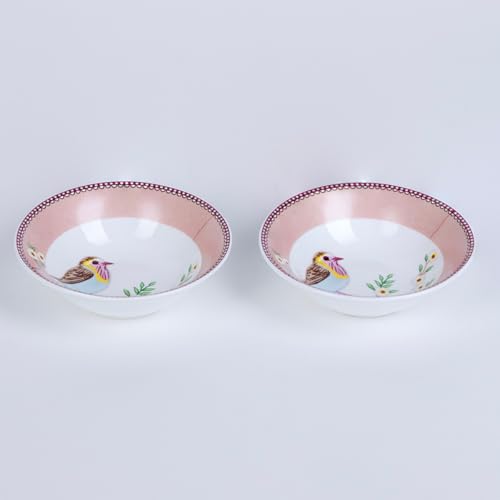 Image of GOLDEN QUEEN'S Small Bowls - Set of 6 | Perfect for Snacks, Fruits, Dessert, Salad & dips | Microwave Safe -Birdie in Pink