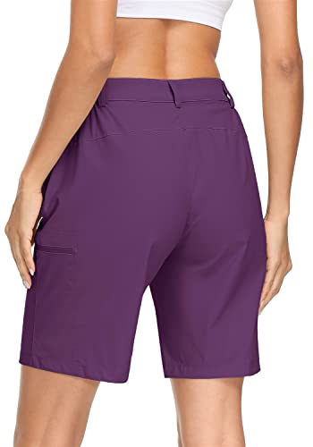 Tacvasen Athletic Shorts For Women Casual Cargo Shorts Flat Front Summer Golf Shorts Purple Red, M #TOP2
