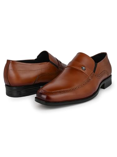 Image of ALBERTO TORRESI Genuine Leather Tan Slipon Formal Shoes