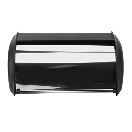 Ejoyous Cocina Contador de Encimeras Bin de Hierro Container de Almacenamiento de Pan. Mirador de Pan Pulido 34.5x23x14.5 Cm con Resbole (BLACK)