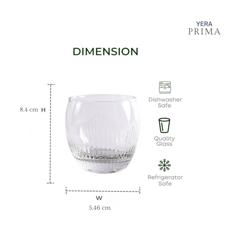 Image of Yera Prima Zest Whisky /Scotch /Water Glasses- 345 ml Each -Set of 2 pcs | for Daily use & Gifting