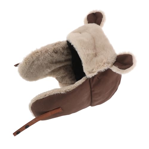 BESPORTBLE Cute Little Bear Earflap Winter Hat for Men Thick Plush Thermal Trapper Hat for Cold Weather Outdoor Activities Riding Skiing Adorable Coffee