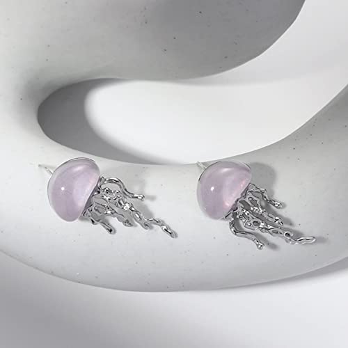 Fabmode Jellyfish Earrings Ocean Animals Studs Opal Ocean Jewelry Hawaiian Beach Themed Accessories Novelty Gifts For Women Girls Birthday Gifts (Purple Color) #TOP4