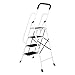 Livebest 4 Steps Ladder Folding Step Stool with Hand Grip Non-Slip Safety Rails Portable Heavy Duty 330 lb Load Capacity for Home Household Kitchen Office Garden,Iron