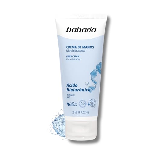 Babaria - Crema De Manos Con Acido Hialuronico | Crema Con Acido Hialuronico 75ml | Crema Manos Agrietadas Y Secas | Crema De Manos Reparadora Ultra Hidratante