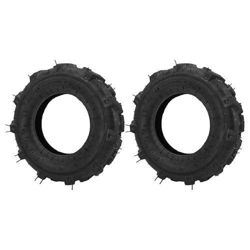 Luocute 4.00-8 Tubeless-Reifen, 2er-Set, 4-lagiger 8-Zoll-Gummi-Gartentraktorreifen, 672 Pfund Tragfähigkeitsreifen für Bodenfräse, Grabenfräse, Gartentraktor, Schneefräse mit