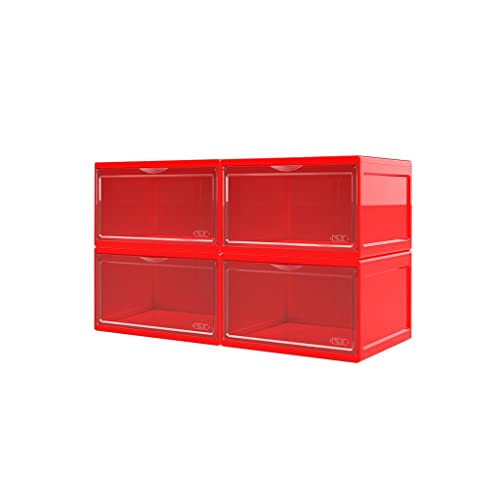 Boîtes à chaussures transparentes RJJ en pack de 4 pour baskets rouges - 2