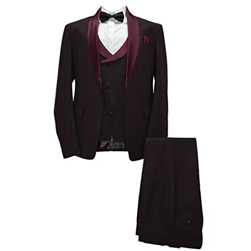 Smoking trois pièces homme d'exception avec revers col châle noir