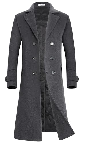 Image of APTRO Men's Luxury Full Length Trench Coat Long Wool Overcoat Winter Windbreaker
