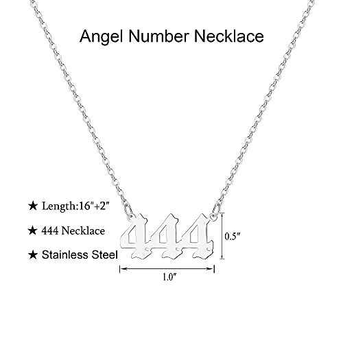 Tavuala Angel Number Necklace For Women, 18K Gold Plated 000 111 222 333 444 555 666 777 888 999 Necklace Numerology Jewelry (Silver, 444) #TOP4