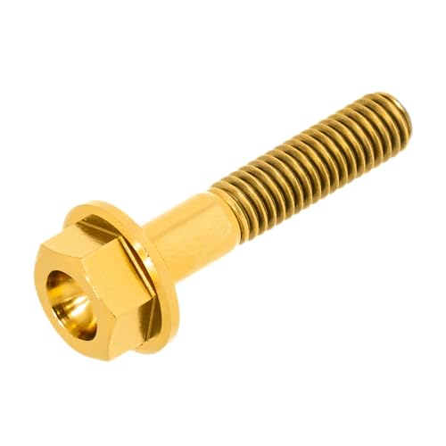 チタンボルト M6×30 P1.0 ゴールド 64チタン フランジボルト スレッド 20mm チタン合金 バイク パーツ 自転車 軽量 カスタム