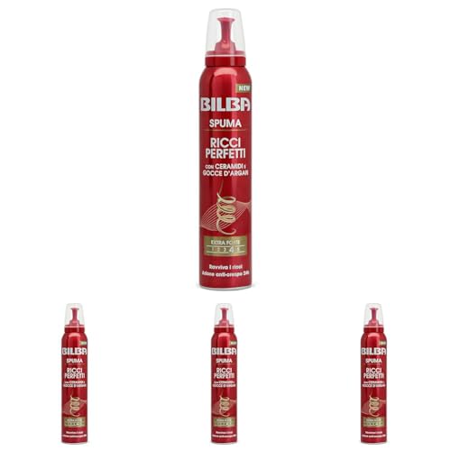 Bilba, Spuma con Germe Di Grano - Schiuma Capelli Ricci Perfetti con Ceramidi e Gocce d'Argan - Formula Professionale a Tenuta Extra Forte - Ravviva i Ricci con Azione Anticrespo per 24 h - 200 ml