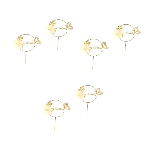 UKCOCO 6 Peças Topo De Bolo Aniversário Coberturas De Sobremesa Topo De Bolo Flor Topo De Bolo Borbo