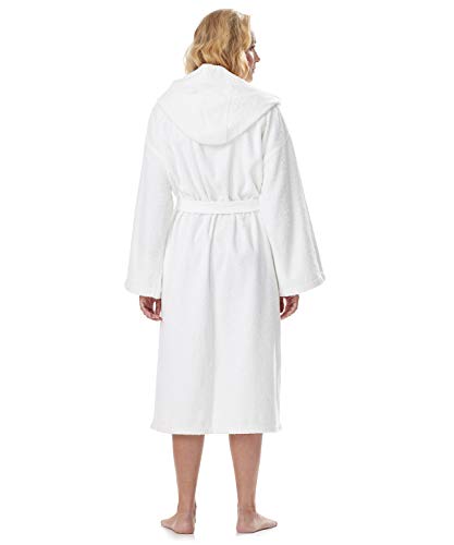 Arus Women's Hooded Classic Bathrobe Turkish Cotton Robe, Large-X-Large, White #TOP1