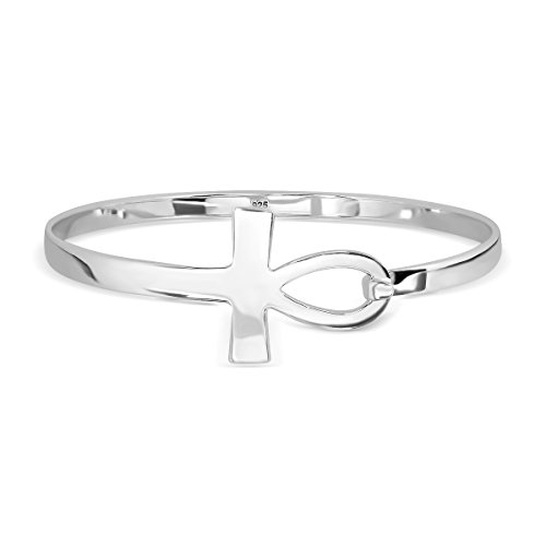Croix d'Ankh Bracelet en Argent Sterling massif, l'éclat durable de la Clé de la Vie