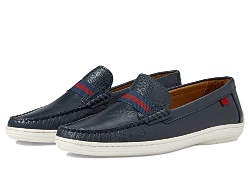Image of Marc Joseph New York Kid's Kids Boys /Girls Genuine Leather Elastic Grow Gain Loafer Shoe, Black Pebble Grainy, 11.5 M US Little Kid