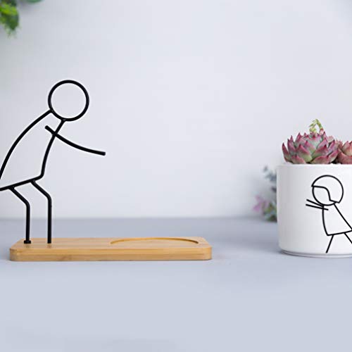 NICEXMAS Vaso de Flores Criativo Mini Vasos de Plantas de CerÃ¢mica Com Ferro Estatueta Abstrata Pai