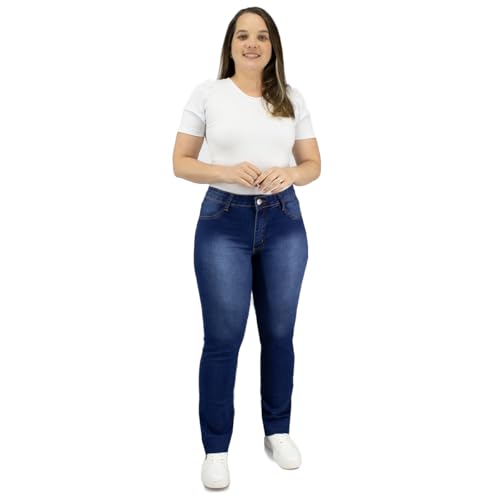 Calça Jeans Feminina Plus Size Elastano Almix (56,Médio)