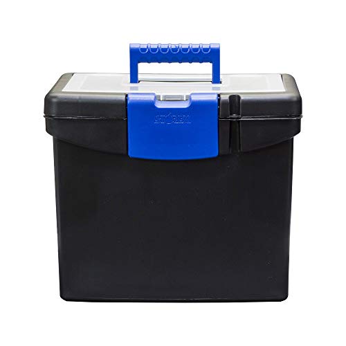 Storex File Box With Xl Lid Storage Case, 11"X13.3"X10.9", Black, Blue #TOP2