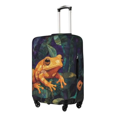 orange toad green leaves Elastic Travel Luggage Cover Travel Suitcase Protective Cover2