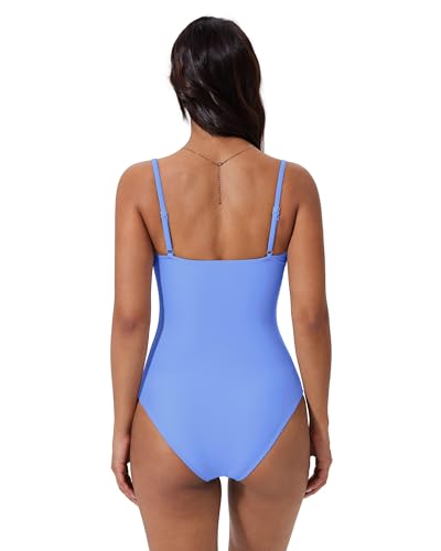Image of SUUKSESS Women Sexy One Piece Swimsuit Tummy Control Square Neck Bathing Suit