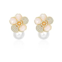 Gold Flower Pearl Drop