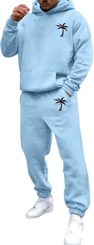 Generisch Jogginganzug Damen Herren 2-Teilig Trainingsanzug Set Palmendruck Y2K Pullover Hoodies + Jogginghose Set Männer Winter Baggy Sportanzug Freizeitanzug Sweatshirt Anzug Tracksuit
