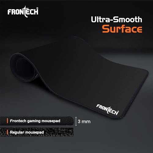Image of FRONTECH Premium Gaming Mouse Pad | Extended Desk Mousepad with Anti-Slip Rubber Base, Stitched Edges | Water & Heat Resistant | Smooth & Precise Control (MSP-0059 Black)