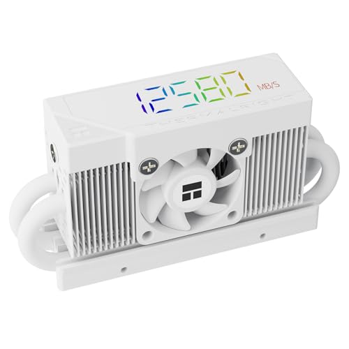 Thermalright HR10 2280 PRO Digital White-High-Performance Solid-State Hard Disk Radiator Equipped with 4x5mm AGHP Heat Pipe, ARGB Digital Display, Small Fan Cooling, SSD Heatsink Cooling