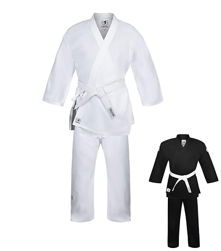 Twister Karate Uniforms middleweight Black 8oz for Student (White, 3) Twister Karate Uniforms middleweight Black 8oz for Student (White, 3)