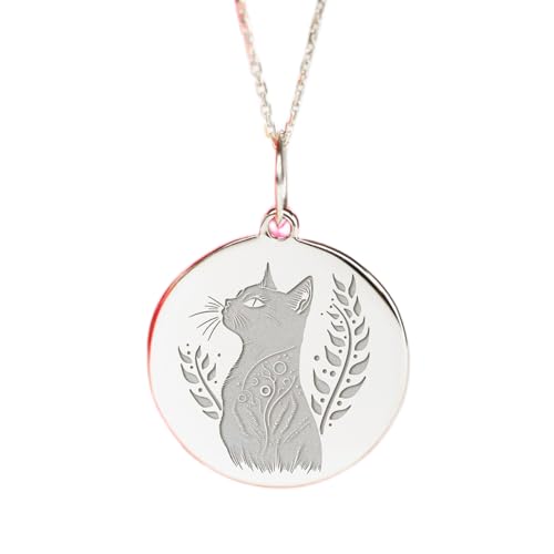 Collar de gato en plata 925 con cadena de 45 cm, el regalo ideal de joyería hecha a mano