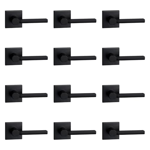 Image of NEWBANG Single Sided Dummy Door Handle for Closet or Pantry, Non-Turning Matte Black Reversible Interior Push /Pull Lever, HD1601-DB-Dummy-12P