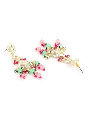 Juego de joyas Kundan chapado en oro para escotes elegantes S 4