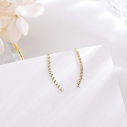 genbz Chic Handcrafted Hammered Ear Climber Earrings - Minimalist Sterling Silver Ear Crawler3