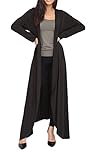 mantel große frauen Perfekt for Party Wear Islander Fashions Damen Langarm Floaty Maxi Cardigan Damen offen vorne Sommer Boyfriend Mantel schwarz 3 X gro�