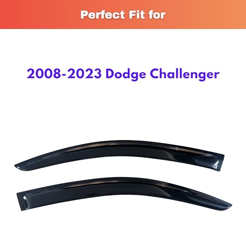Image of KPY Rain Guards Fit for 2008-2023 Dodge Challenger, Out-Channel Window Visors Vent Wind Deflectors 2PC, Car Accessories for 08-23 Challenger