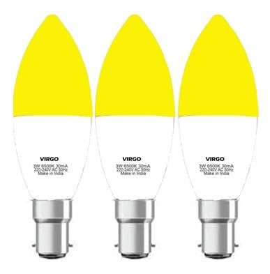 mrlight 2.5W Luminary Glow: The Enchanting Candle Bulb Radiant Flame: The Dazzling Candle Bulb Luminescent Aura: The Alluring (Yellow, Pack of 3)