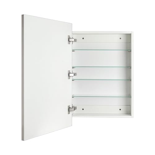 Image of TEHOME 20'' x 30'' Brushed Nickel Recessed and Surface Mount Bathroom Medicine Cabinet with Mirror Square Cornered Metal Framed Rounded Rectangle Medicine Cabinet Mirror