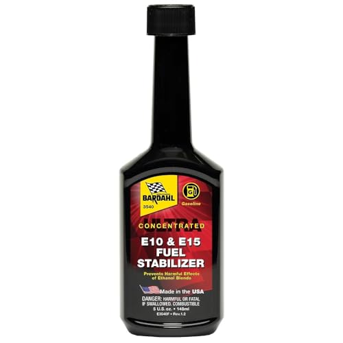 Bardahl E10 & E15 Fuel Stabilizer - Premium Gasoline Stabilizer for Enhancing Vehicle Preformance - Prevents Corrosion, Gum, Varnish, and Sludge - Gas Treatment Stabilizer for Fuel Storage