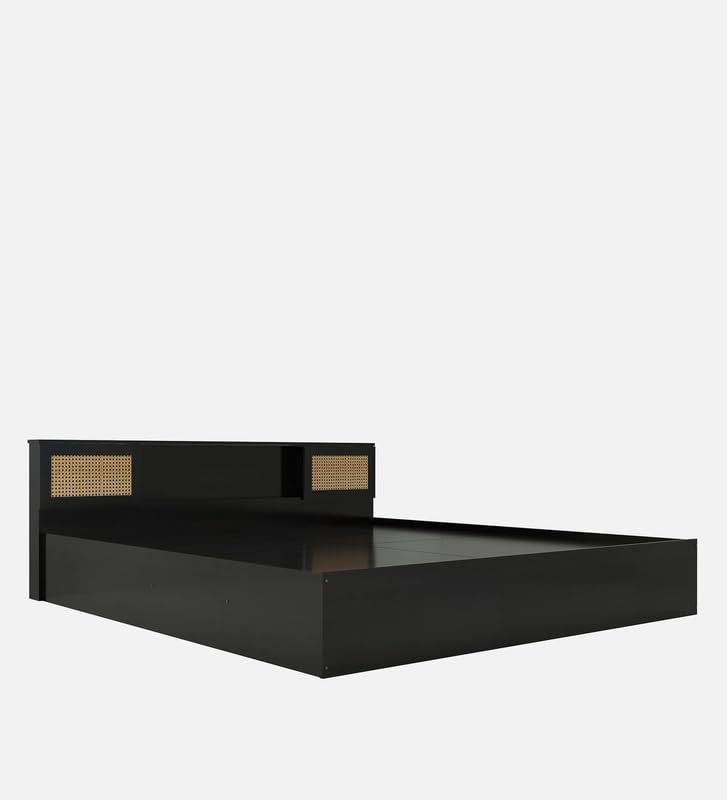 Image of Mintwud Pepperfry Engineered Wood King Size Bed with Box Storage | Wooden Double Bed Cot Palang Furniture with Headboard for Home Bedroom Living Room and Hotel (Wenge Finish)