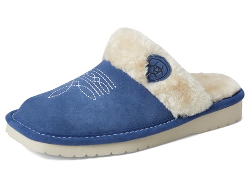 Image of ARIAT Women's Jackie Square Toe Warm Soft Genuine Suede Leather Indoor Outdoor Slippers with Plush Collar