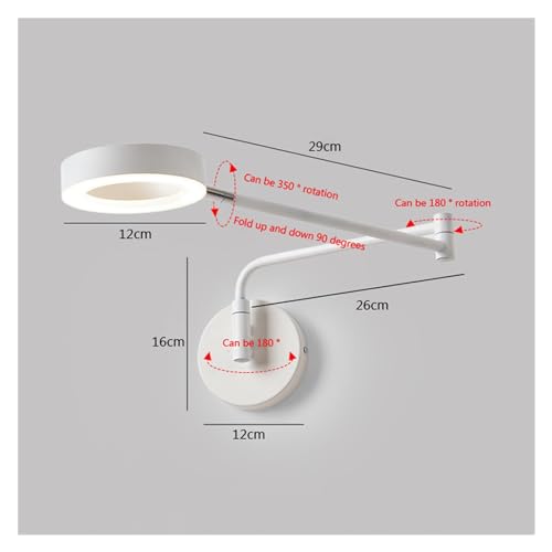 Applique murale LED à bascule télescopique design moderne noir pour chambre